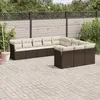 Image de vidaXL Salon de jardin et coussins 11 pcs marron résine tressée