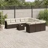 Image de vidaXL Salon de jardin avec coussins 12 pcs marron résine tressée