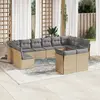 Image de vidaXL Salon de jardin avec coussins 12 pcs beige résine tressée