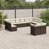 Image de vidaXL Salon de jardin avec coussins 12 pcs marron résine tressée