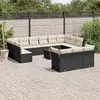 Image de vidaXL Salon de jardin avec coussins 14 pcs noir résine tressée