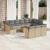 Image de vidaXL Salon de jardin avec coussins 14 pcs beige résine tressée