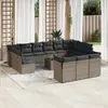 Image de vidaXL Salon de jardin avec coussins 14 pcs gris résine tressée