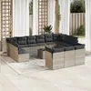 Image de vidaXL Salon de jardin avec coussins 14 pcs gris clair résine tressée