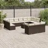 Image de vidaXL Salon de jardin avec coussins 14 pcs marron résine tressée