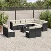 Image de vidaXL Salon de jardin avec coussins 13 pcs noir résine tressée