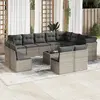 Image de vidaXL Salon de jardin avec coussins 13 pcs gris résine tressée