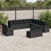 Image de vidaXL Salon de jardin avec coussins 13 pcs noir résine tressée