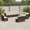 Image de vidaXL Salon de jardin avec coussins 13 pcs marron résine tressée