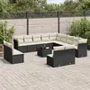 Image de vidaXL Salon de jardin avec coussins 14 pcs noir résine tressée