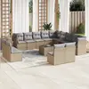 Image de vidaXL Salon de jardin avec coussins 14 pcs beige résine tressée