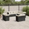 Image de vidaXL Salon de jardin 11 pcs avec coussins noir résine tressée