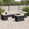 Image de vidaXL Salon de jardin avec coussins 13 pcs noir résine tressée