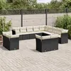 Image de vidaXL Salon de jardin avec coussins 13 pcs noir résine tressée