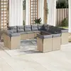 Image de vidaXL Salon de jardin avec coussins 13 pcs beige résine tressée