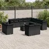 Image de vidaXL Salon de jardin avec coussins 14 pcs noir résine tressée