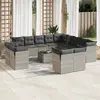 Image de vidaXL Salon de jardin avec coussins 14 pcs gris clair résine tressée