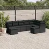 Image de vidaXL Salon de jardin 9 pcs avec coussins noir résine tressée