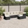 Image de vidaXL Salon de jardin 9 pcs avec coussins noir résine tressée