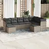 Image de vidaXL Salon de jardin 9 pcs avec coussins gris résine tressée