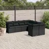 Image de vidaXL Salon de jardin 8 pcs avec coussins noir résine tressée