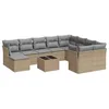 Image de vidaXL Salon de jardin 11 pcs avec coussins beige résine tressée