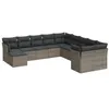 Image de vidaXL Salon de jardin 11 pcs avec coussins gris résine tressée
