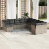 Image de vidaXL Salon de jardin 11 pcs avec coussins gris résine tressée