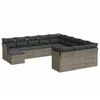 Image de vidaXL Salon de jardin avec coussins 12 pcs gris résine tressée