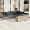 Image de vidaXL Salon de jardin avec coussins 12 pcs gris résine tressée