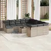 Image de vidaXL Salon de jardin avec coussins 13 pcs gris résine tressée