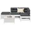 Image de vidaXL Salon de jardin 5 pcs avec coussins blanc bois massif de pin