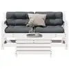 Image de vidaXL Salon de jardin 3 pcs avec coussins blanc bois de pin massif