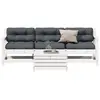 Image de vidaXL Salon de jardin 4 pcs avec coussins blanc bois de pin massif