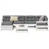 Image de vidaXL Salon de jardin 7 pcs blanc bois de pin massif