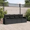 Image de vidaXL Salon de jardin 4 pcs avec coussins noir résine tressée
