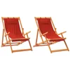 Image de vidaXL Chaises pliantes 2 pièces en tissu rouge