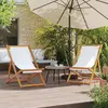 Image de vidaXL Chaises de plage pliables lot de 2 blanc crème tissu