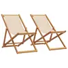 Image de vidaXL Chaises de plage pliantes lot de 2 beige tissu et bois massif