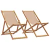 Image de vidaXL Chaises de plage pliantes lot de 2 taupe tissu et bois massif