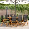 Image de vidaXL Chaises inclinables de jardin lot de 8 noir rotin bois massif