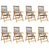 Image de vidaXL Chaises inclinables de jardin lot de 8 gris bois massif acacia