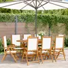 Image de vidaXL Chaises inclinables de jardin lot de 8 tissu et bois massif