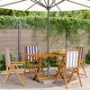 Image de vidaXL Fauteuils pliants inclinables 4 pièces, tissu bleu et blanc et bois massif
