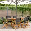 Image de vidaXL Chaises de jardin pliantes lot de 6 noir poly rotin bois massif