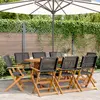 Image de vidaXL Chaises de jardin pliantes lot de 8 noir poly rotin bois massif