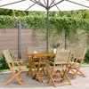 Image de vidaXL Chaises de jardin pliantes lot de 4 beige rotin et bois massif