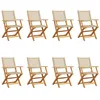 Image de vidaXL Chaises de jardin pliantes lot de 8 beige rotin et bois massif