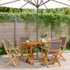 Image de vidaXL Chaises de jardin pliantes lot de 4 tissu et bois massif