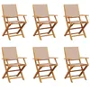 Image de vidaXL Chaises pliantes 6 pièces, tissu taupe et bois massif